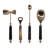 Modern Metal Horn Bar Tool Set with Marble Handle for Home Bar - Sleek Cocktail Bar Accessories in Gift Box for Dining Party - Set of 4, 9.5", Blue & Bronze