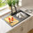 Quartz 33" X 22" Granite Composite Drop In Kitchen Sink Workstation Waterfall Single Bowl Sink-107311090-107311092