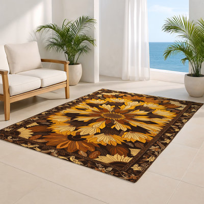 Tapis d'intérieur et d'extérieur brun Persian