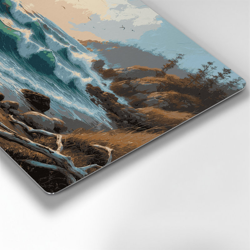 Art mural gris en métal Coastal Seaside Escape, H 24 po x l 36 po