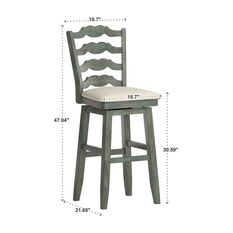 Fortville Swivel Upholstered Counter Stool, Antique Sage, Bar Stool (29” Seat Height)