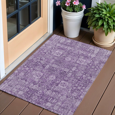 Tapis intérieur lavable oriental lilas et lavande 3 pi x 5 pi