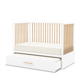 HushCrib 3-in-1 Convertible Crib with Trundle, Toddler Bed, Daybed, White / Natural