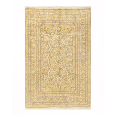 Tapis unique en laine noué à la main 6 pi 1 po x 9 pi 2 po nouvel âge Hayner