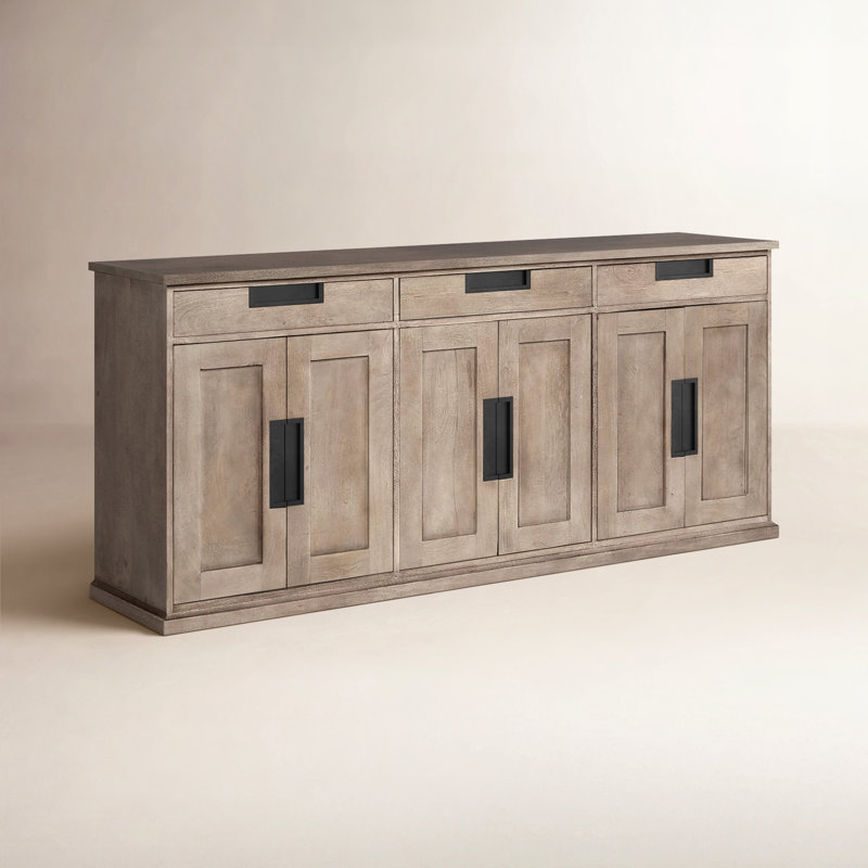 Buffet en bois de manguier à 3 tiroirs de 81,5 po de largeur Alex