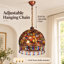 Luminaire suspendu en cristal 3 lumières rétro en cuivre antique rouge vieilli