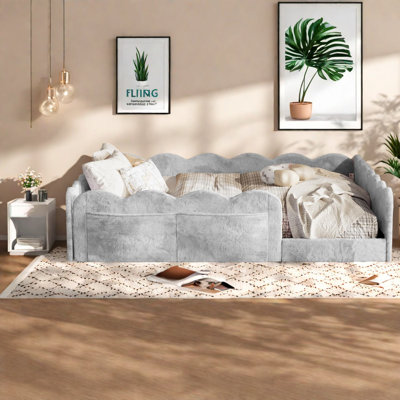 Lits doubles sécuritaires avec rangement, lit de plancher moderne en bois aggloméré pour chambre d'enfant