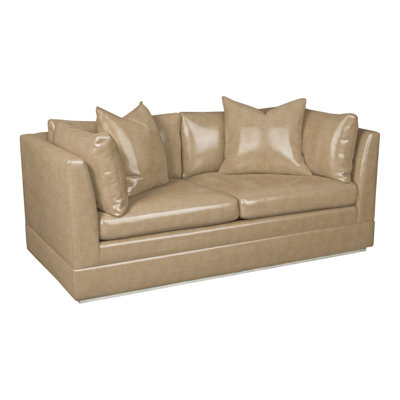 Causeuse à accoudoirs carrés en cuir véritable 70,5 po Thom Filicia Home Boyden
