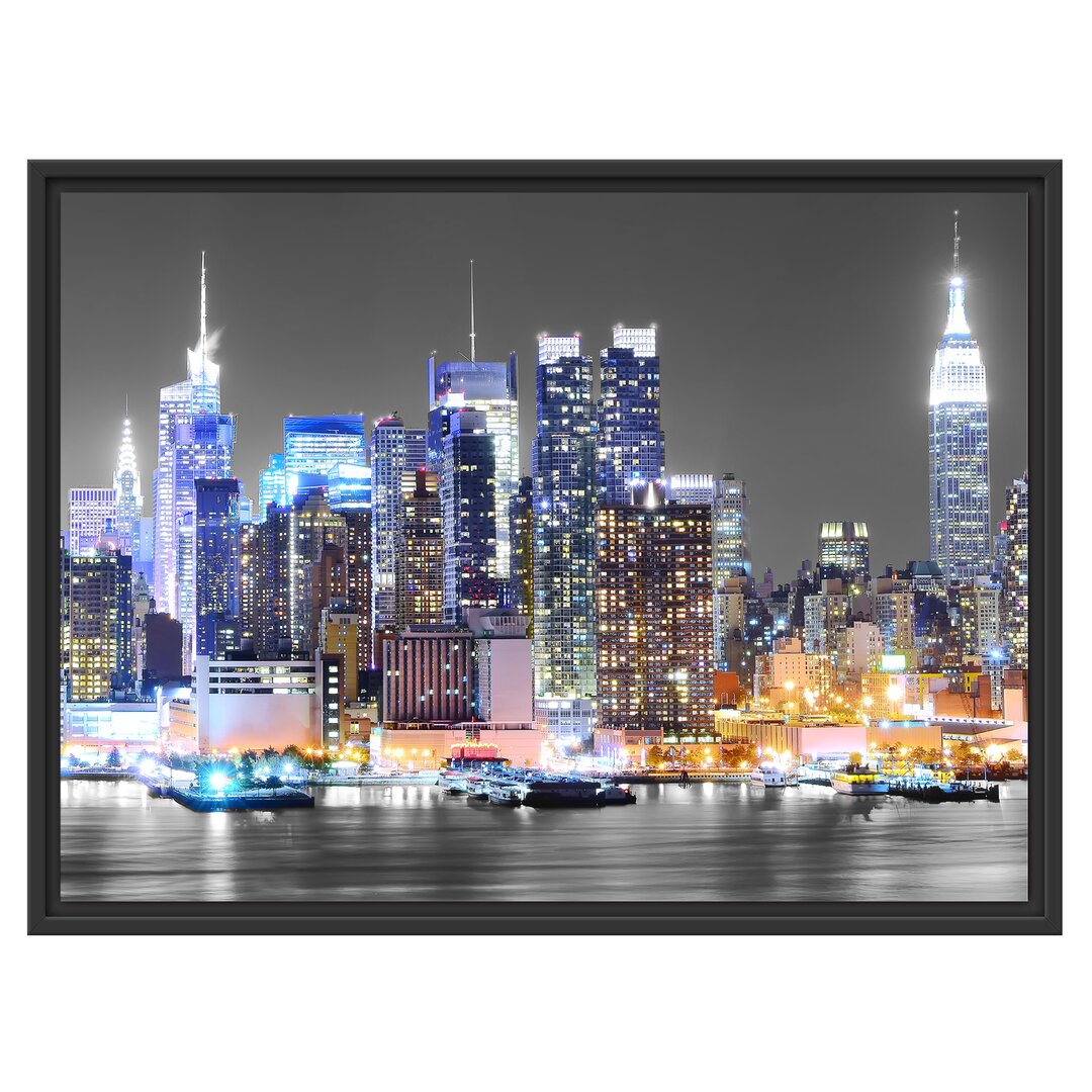 Leinwandbild „New Yorker Skyline bei Nacht", Grafikdruck