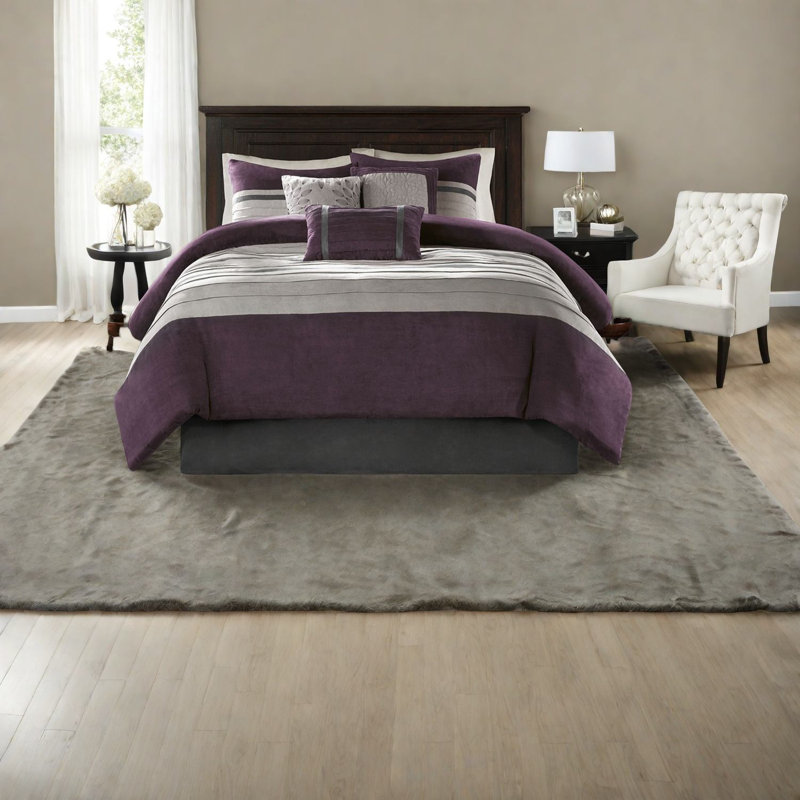 Ensemble de literie de luxe luxueux, simili suède polyester, très grande chambre transitionnelle