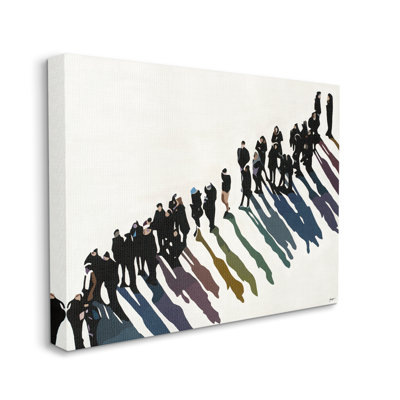 «People Walk In Line Rainbow Tone Shadows», art mural sur toile tendue XXL par Bethann Lawson