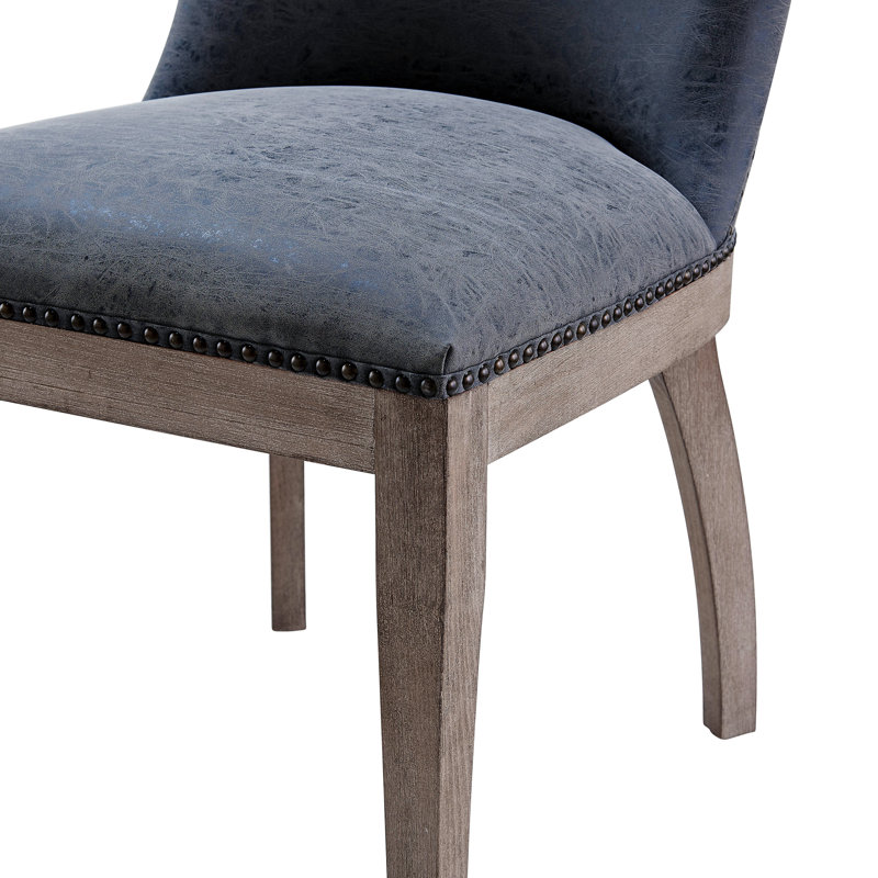 Dawley 20'' H Upholstered Side Chair, Nubuck Charcoal faux leather, Brown