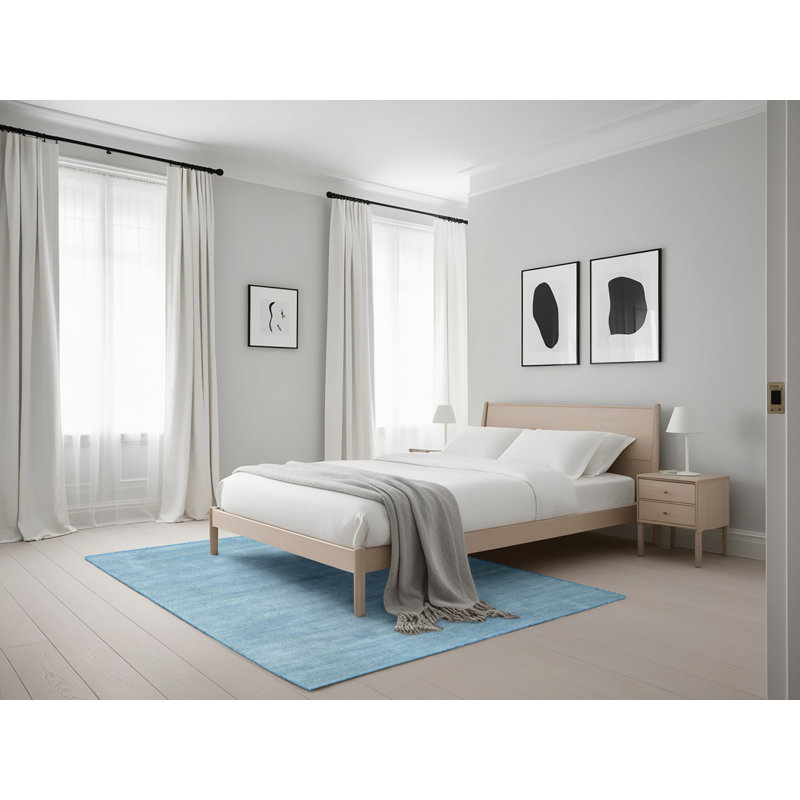 Tapis de zone bleu contemporain, Rectangle 5 pi x 7 pi