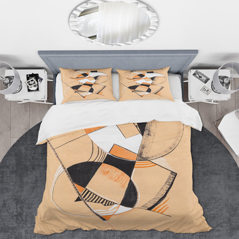 Coloured Geometric Abstract Compositions V - Ensemble de housse de couette moderne - Microfibre de polyester