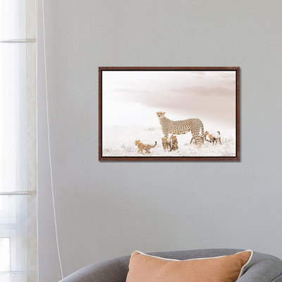 White Cheetah & Cubs by Klaus Tiedge - Print on Canvas