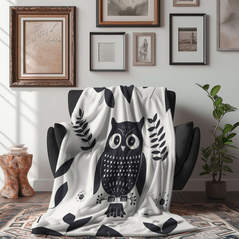 Fall Owls - Couverture Sherpa de qualité supérieure 1 pièce, Lit simple