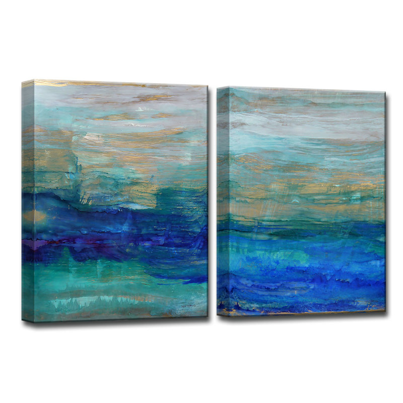 «Sea Spray» par Norman Wyatt Jr. - Ensemble de 2 reproductions d'art sur toiles tendues, H 20 po x l 16 po x p 1,5 po