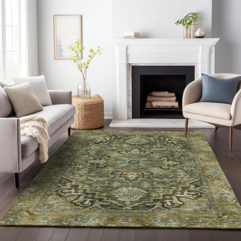 Machine Washable Indoor/Outdoor Arline ACN2165 Global Rug, Rectangle 8' x 10'