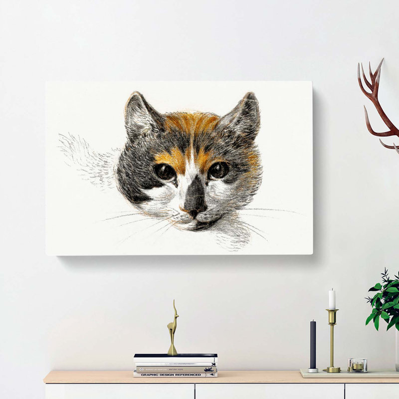 Head Of A Calico Cat - Wrapped Canvas Painting, 35cm H x 50cm W x 3cm D