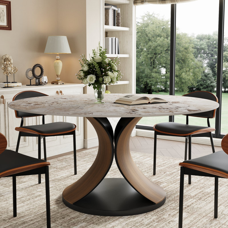 Ensemble de salle à manger 5 pièces avec des chaises rembourrées en cuir noir et blanc, H 29,53 po x L 47 po x l 47 po, Noir