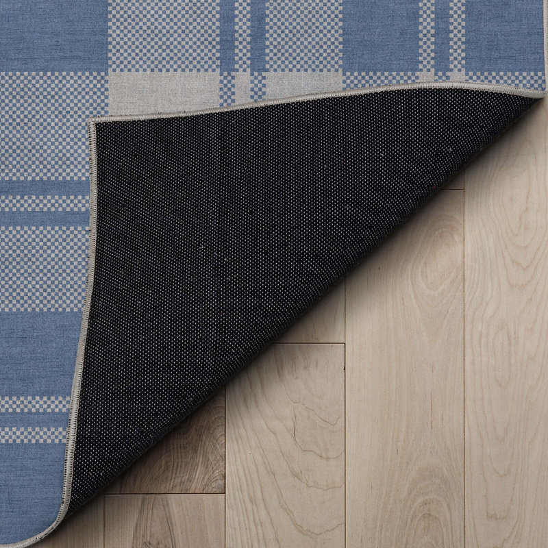 Tapis bleu à tissage plat Kehr, Rectangle 3 pi 3 po x 5 pi