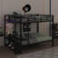 Lit superposé double en métal avec éclairage à DEL, bacs de rangement en filet et crochets à vêtements-155612973