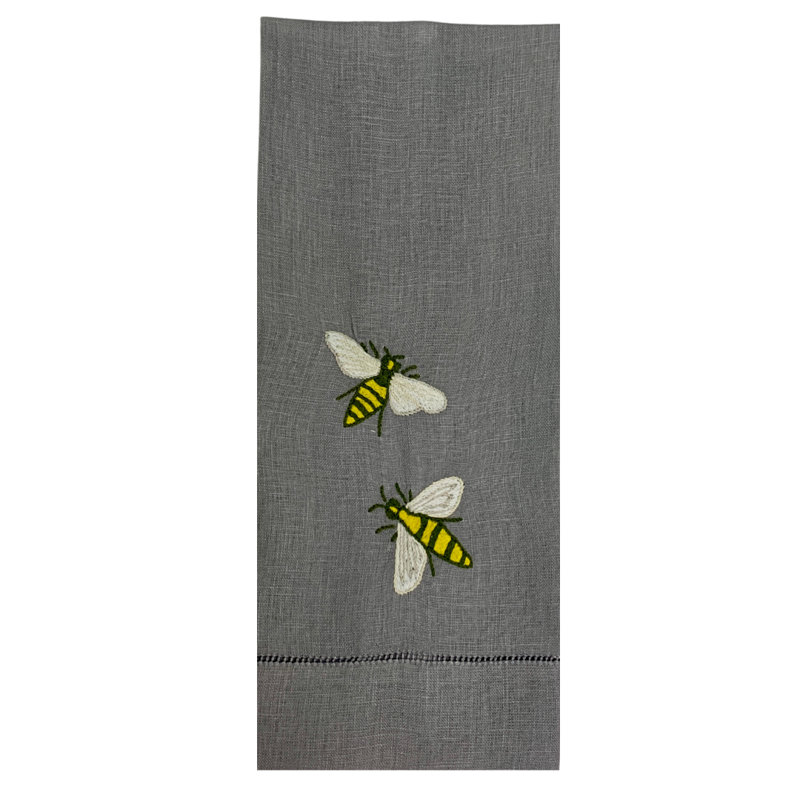 Buzzing Bees Tea Towel, Flax