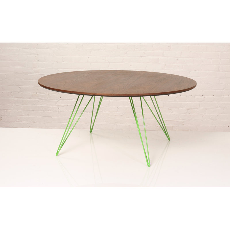 Williams Single Coffee Table, Green, 18" H x 40" L x 40" W, Walnut