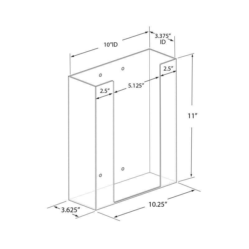  Porte-distributeur en acrylique à double gant, H 11 po x l 10 po x P 3,5 po