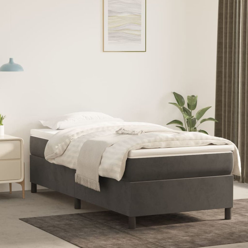 Bed Frame Velvet, Single (3'), Dark Grey