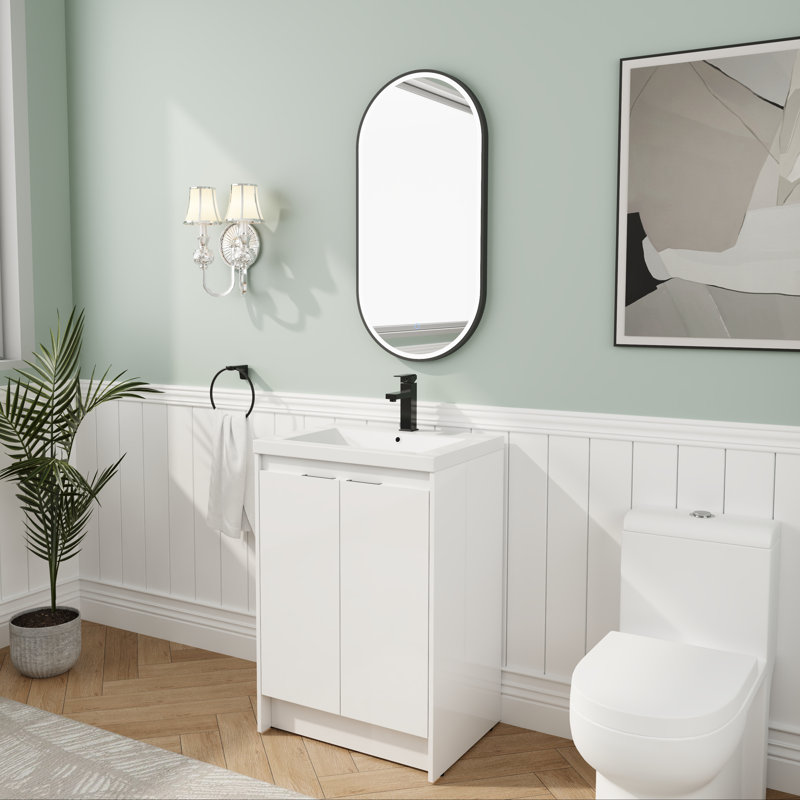 Meuble-lavabo autoportant en résine 24 po blanc