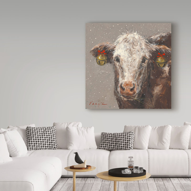 «H Patty the Brown Christmas Cow», reproduction d'impression sur toile tendue, H 18 po x l 18 po x P 2 po
