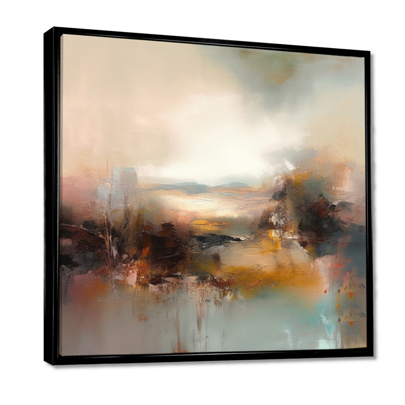 «Brown Abstracted Nature III», art mural abstrait, 44" H x 44" W, Cadre flottant noir