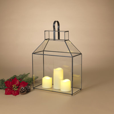 Lanterne des Fêtes en métal et verre 20 po H