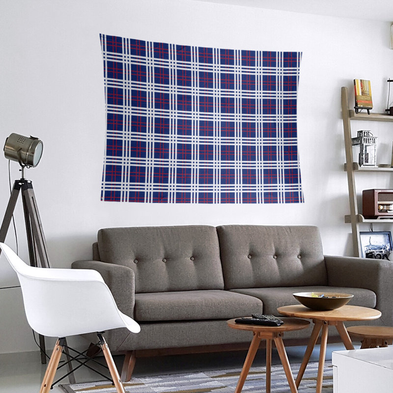 Tapisserie de luxe en microfibre New England, H 51 po x l 60 po, Bleu foncé / rouge / blanc
