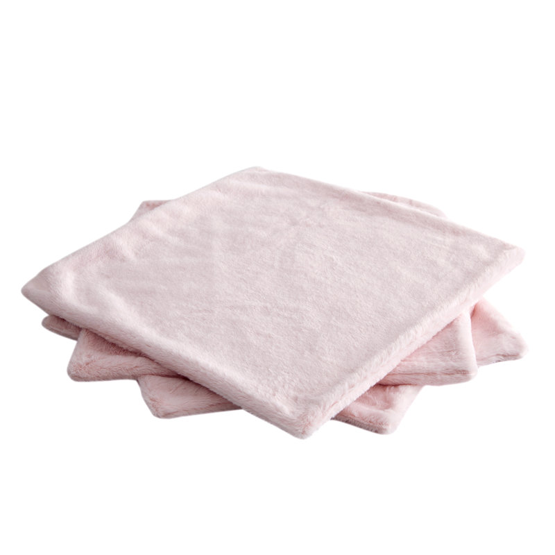 Rabbit Faux Fur Pillow Cover, Soft Pink