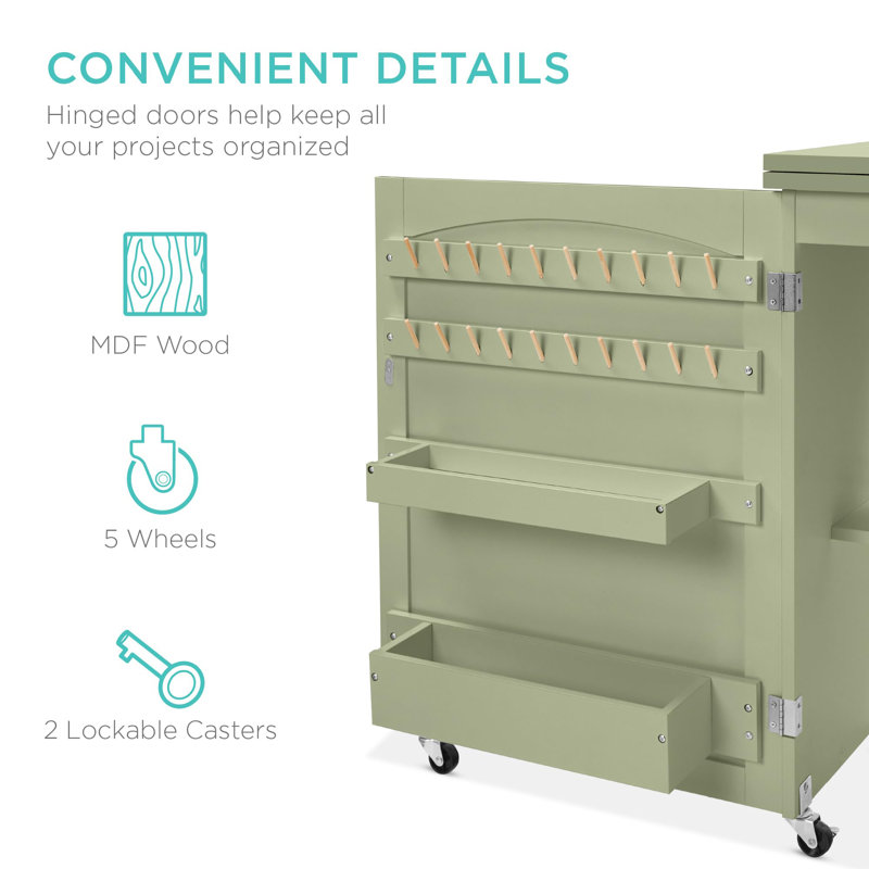 Folding Sewing Table Multi-Function Craft Table and Side Table, Light Green