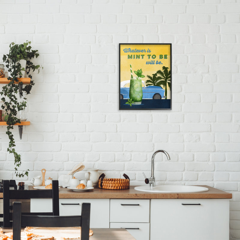 «Mint To Be Cocktail», estampe numérique, conception de Brett Blumenthal, H 14 po x l 11 po, Giclée encadrée noir minuit