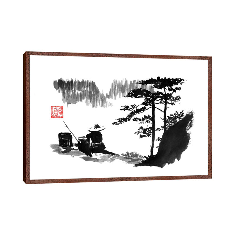 Mountain by Péchane - Print on Canvas, 66.04 cm H x 45.72 cm W, Classic Brown Wood Framed