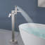 Robinet de baignoire autoportant à poignée simple avec douchette à main Topcraft, nickel brossé-69763906