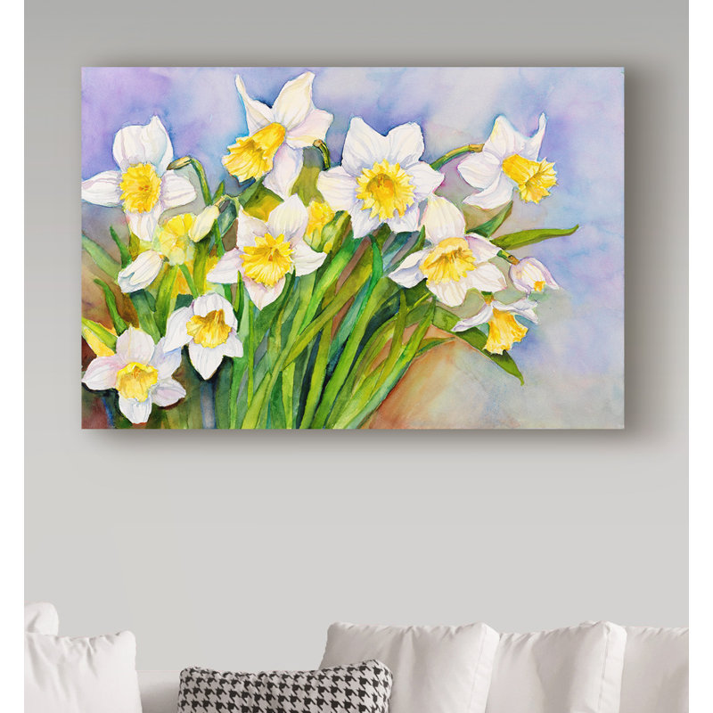 Deetra «Daffodil Cluster», reproduction de peinture acrylique sur toile tendue, H 30 po x l 47 po x P 2 po