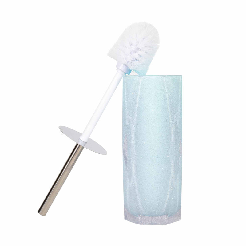 Brosse et support de toilette à facettes Sparkles Home | Résine en forme de losange durable de 15,5 po, Turquoise