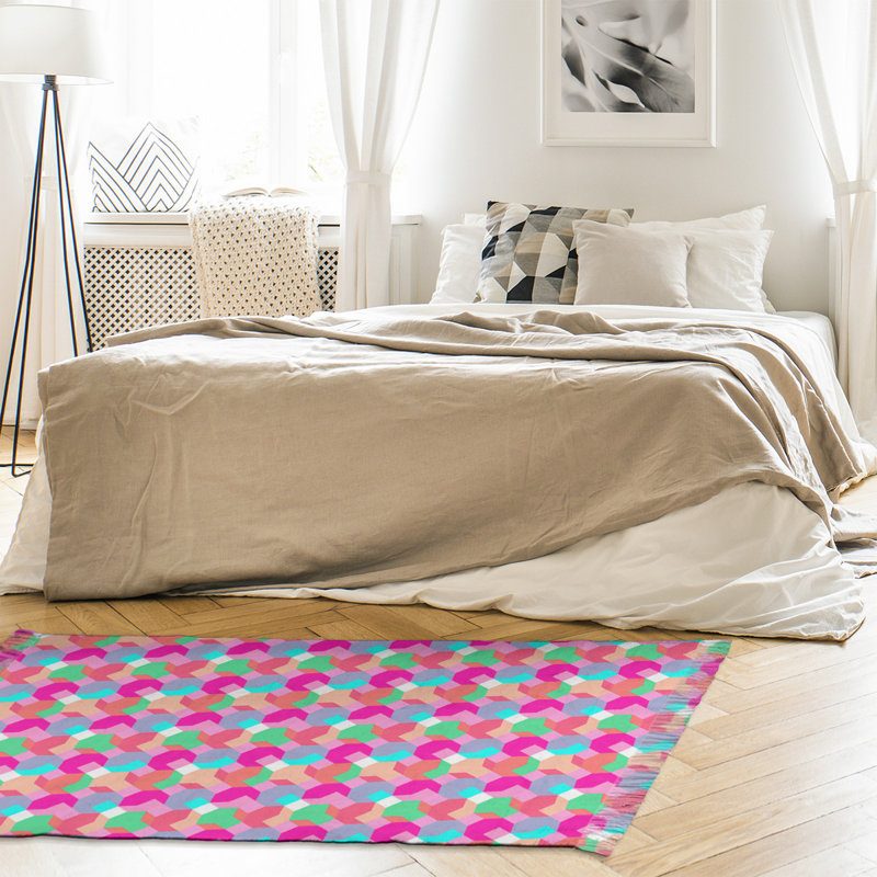 Rose octogones/brun Tapis décoratif, Oui