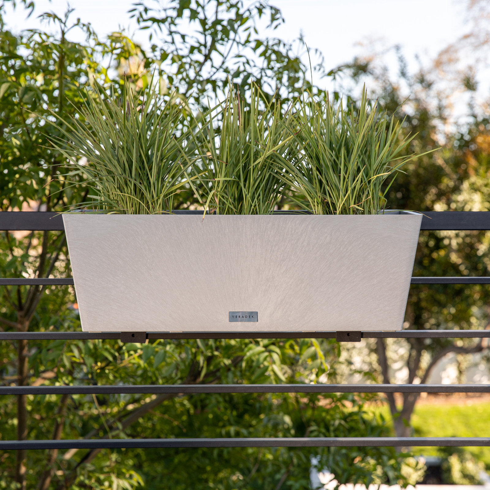 Pure Series Railing Planter, Charcoal Gray, 9'' H x 36'' W x 10'' D, Set of 2