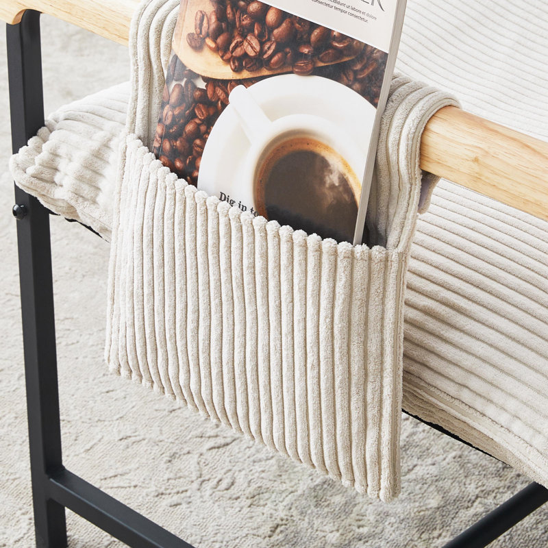 50cm H Fabric Upholstered Metal Armchair, Beige