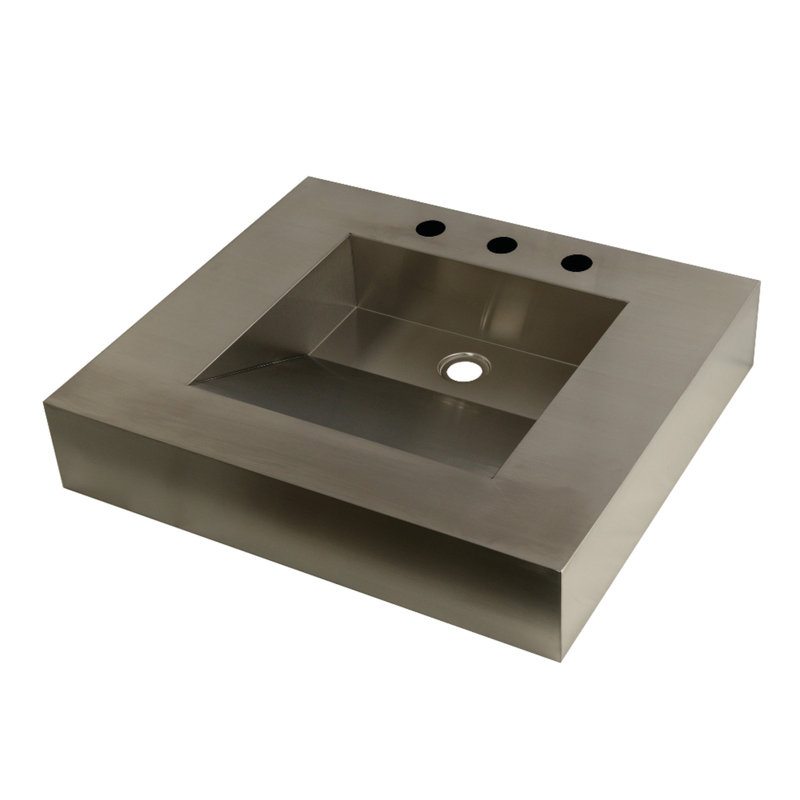 Kingston Brass Kingston Commercial 25-Inch Stainless Steel Bathroom Sink (8-Inch, 3-Hole)