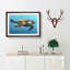 Swimming Sea Turtle in Abstract - Framed Print-55728530-55728531