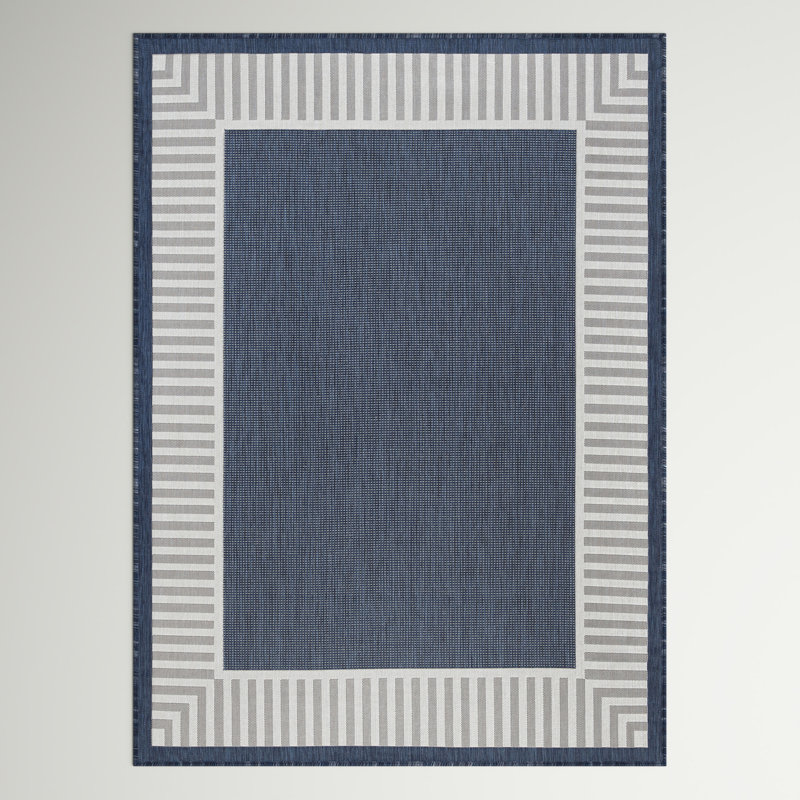 Garrettsville Striped Solid Color Flatweave Indoor / Outdoor Area Rug, Rectangle 5'3" x 7'3"