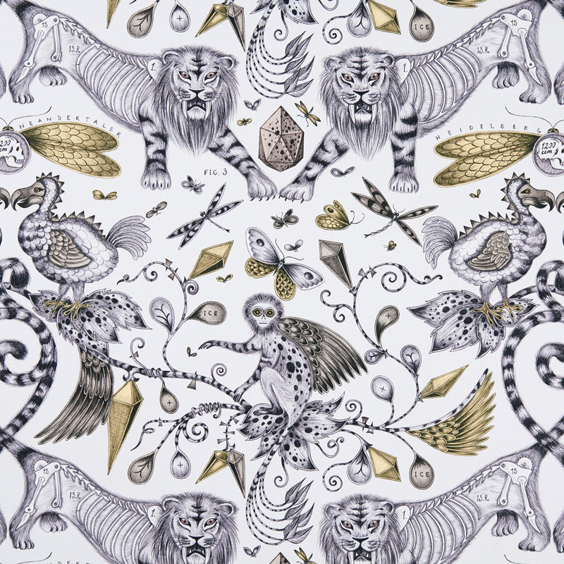 Clarke and Clarke Extinct Fabric, Gold