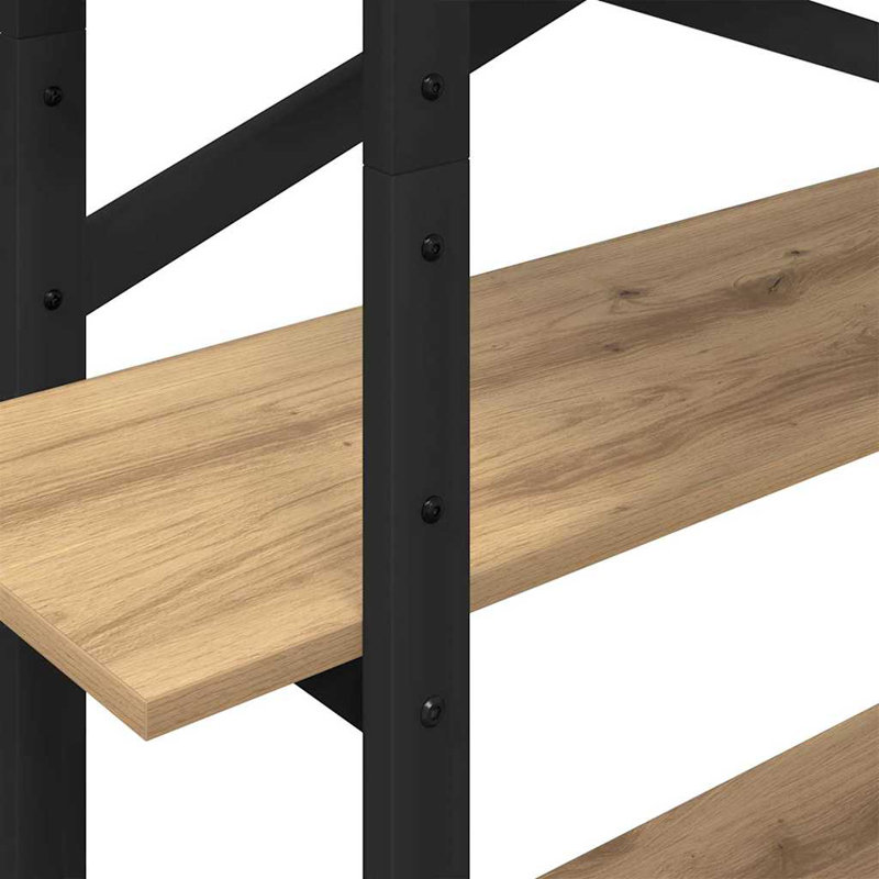 100cm W Steel Etagere Bookcase, Artisan Oak, (4 Shelves) 140cm. H x 100cm. W x 33.5cm. D